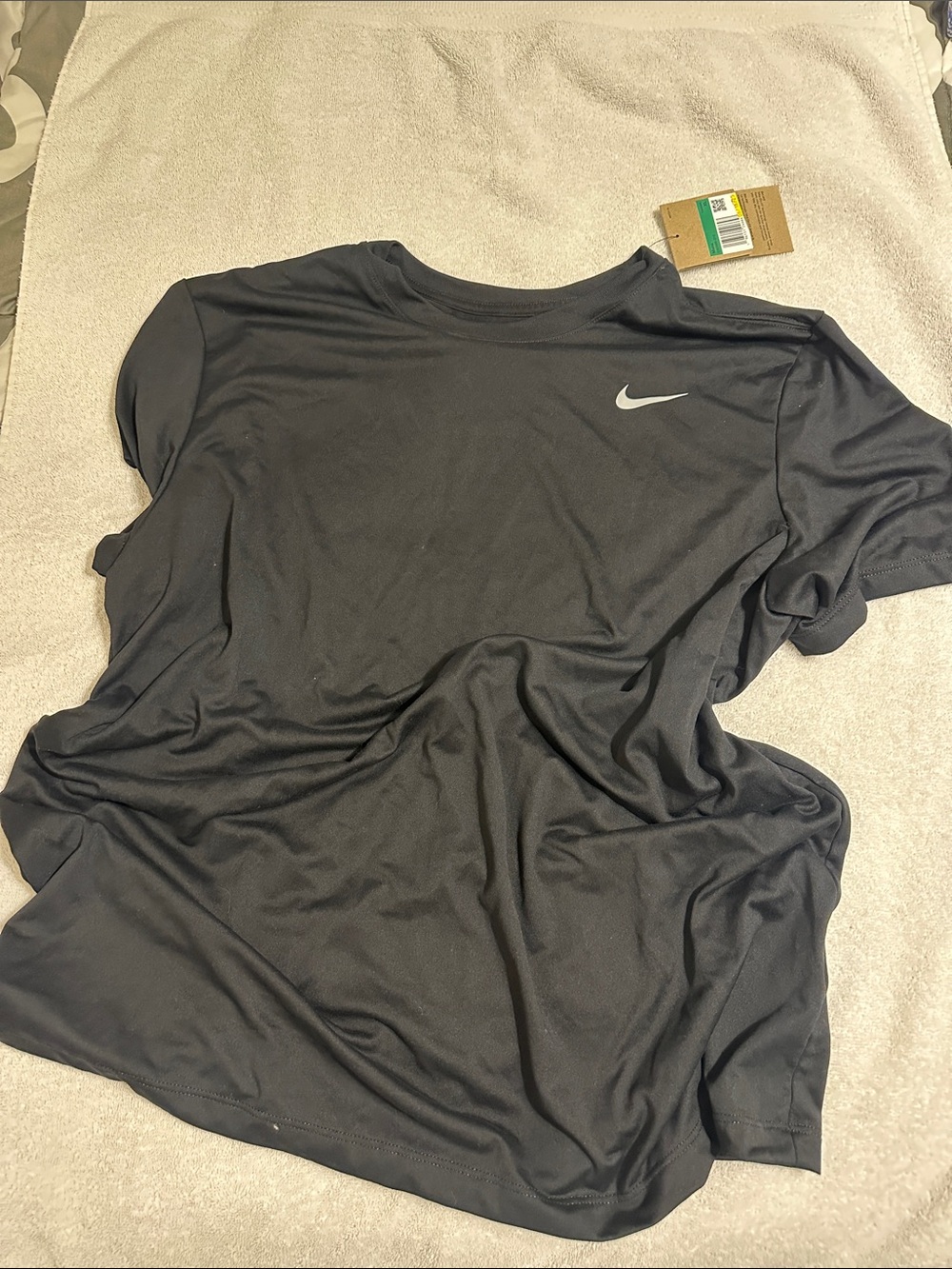 Nike Black Short Sleeve Performance Tee with Silver Swoosh